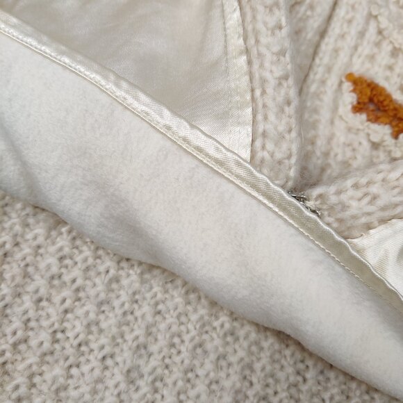 Women's Long Cardigan Size L/XL Beige Orange Fabric Embroidery Vintage Knitwear - Picture 7 of 12